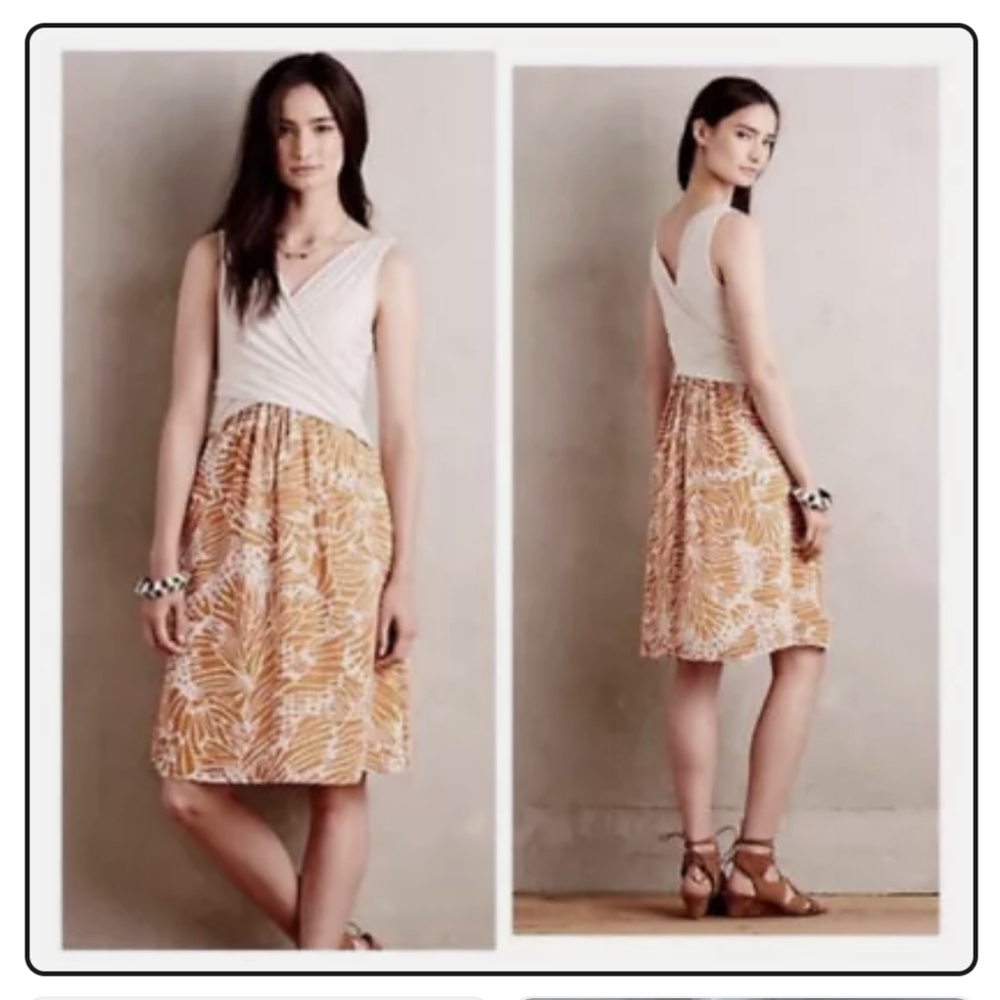 Amadi Anthropologie Lola Tropical Floral Stretch Wrap Dress Womens Size Medium M